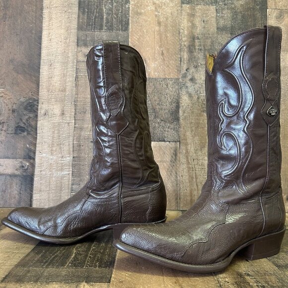 Los Altos Vintage Handmade Ostrich Leg Brown Cowboy Boots Mens 9 D - Picture 11 of 12